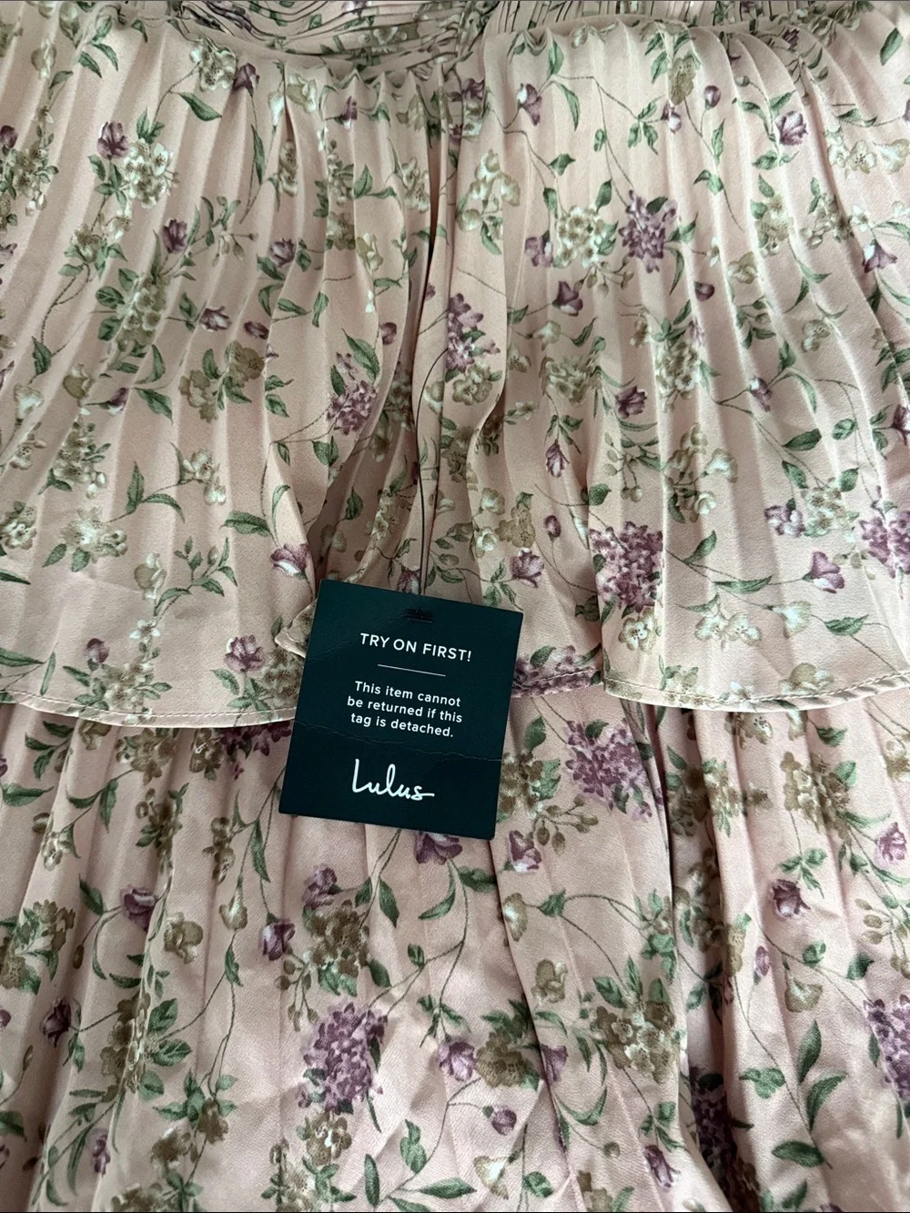 Lulu's Cascading Crush Pink Floral Print Tiered Bustier Midi Dress - Picture 5 of 5